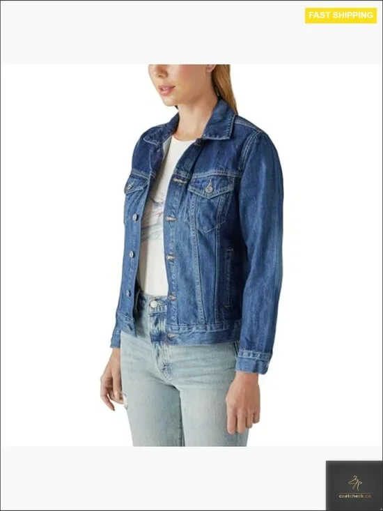 Denim Tomboy Trucker Jacket Eagle Embroidered Aviator Style Straight Fit - Picture 3 of 3